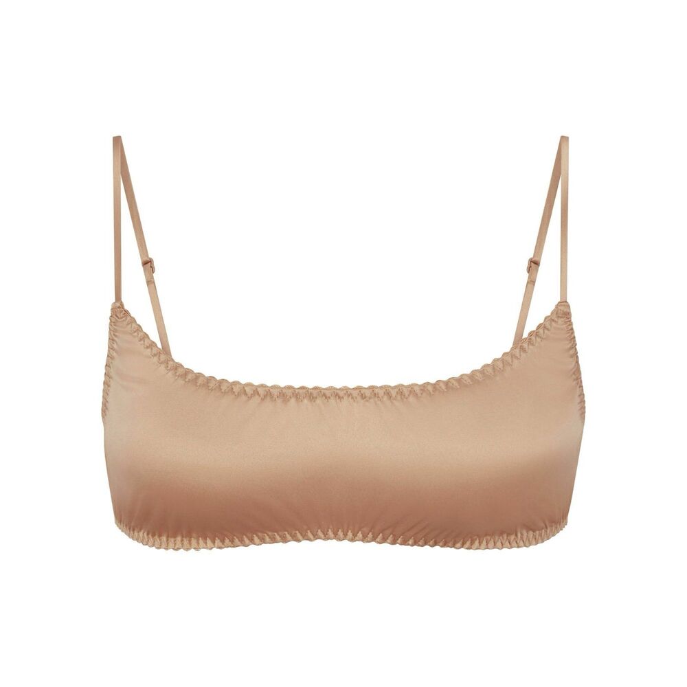 Skims Sleepover Satin Bralette Honey Size XL